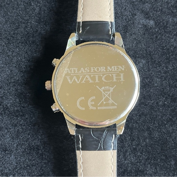Atlas For Men Watch - Black Faux Leather Strap- No Box - Picture 5 of 10